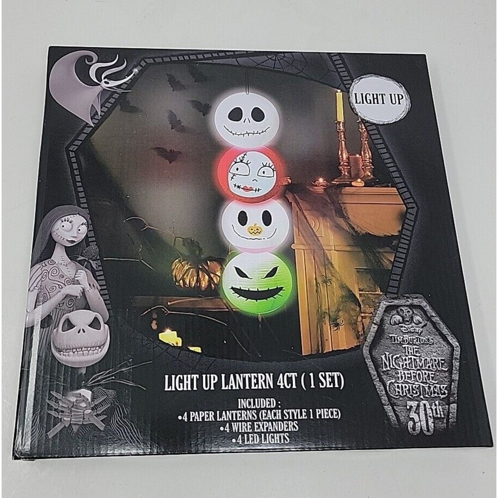Nightmare Before Christmas Light Up Paper Lanterns 4ct Jack Sally 30th Exclusive